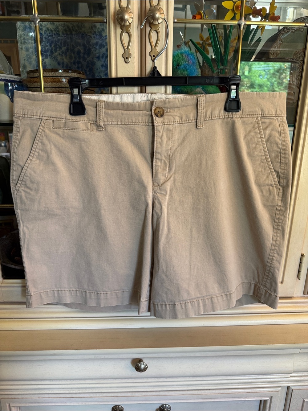 Old Navy Beige Flat-Front Chino Shorts